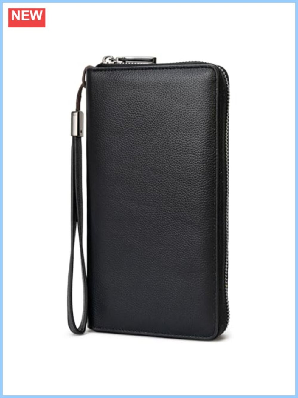 Genuine Leather RFID Blocking Zip Around Wristlet Wallet Travel Clutch
